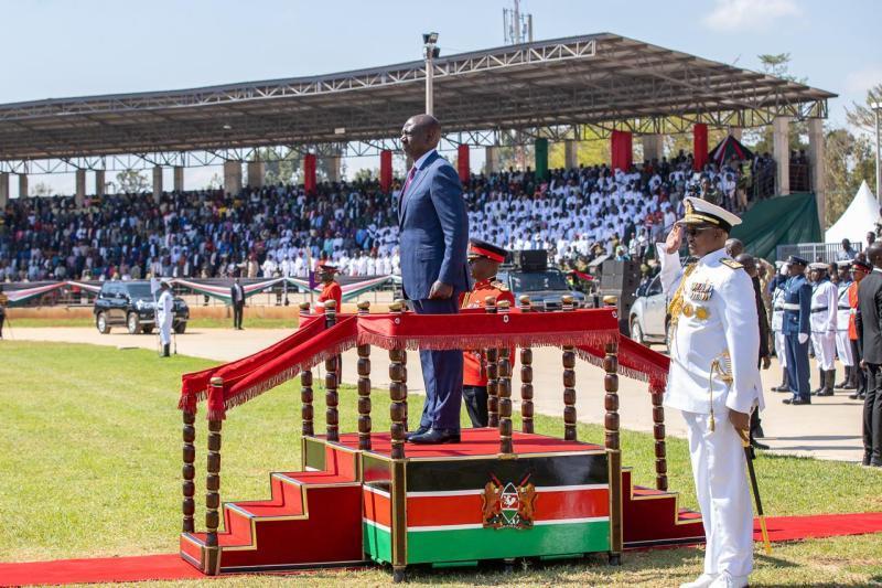 File image of President William Ruto during the Mashujaa Day celebrations.